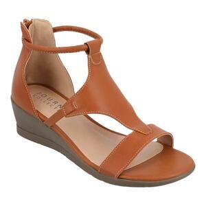 Journee Collection Women's Trayle Caged Wedge Sandals Tan Size 5 1/2